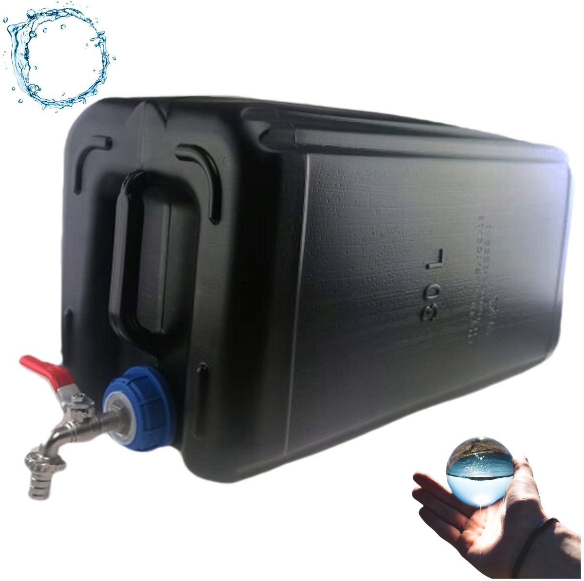 Anwicar Jerrycan voor Water - 30 L - Watercontainer met Kraantje en Dop - Waterdispenser Camping - Zwart