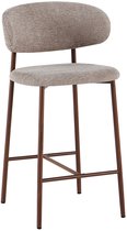 Barkruk set van 2 – 65 cm zithoogte – Met rugleuning – Voor kookeiland – Zand – Walnoot – Stof