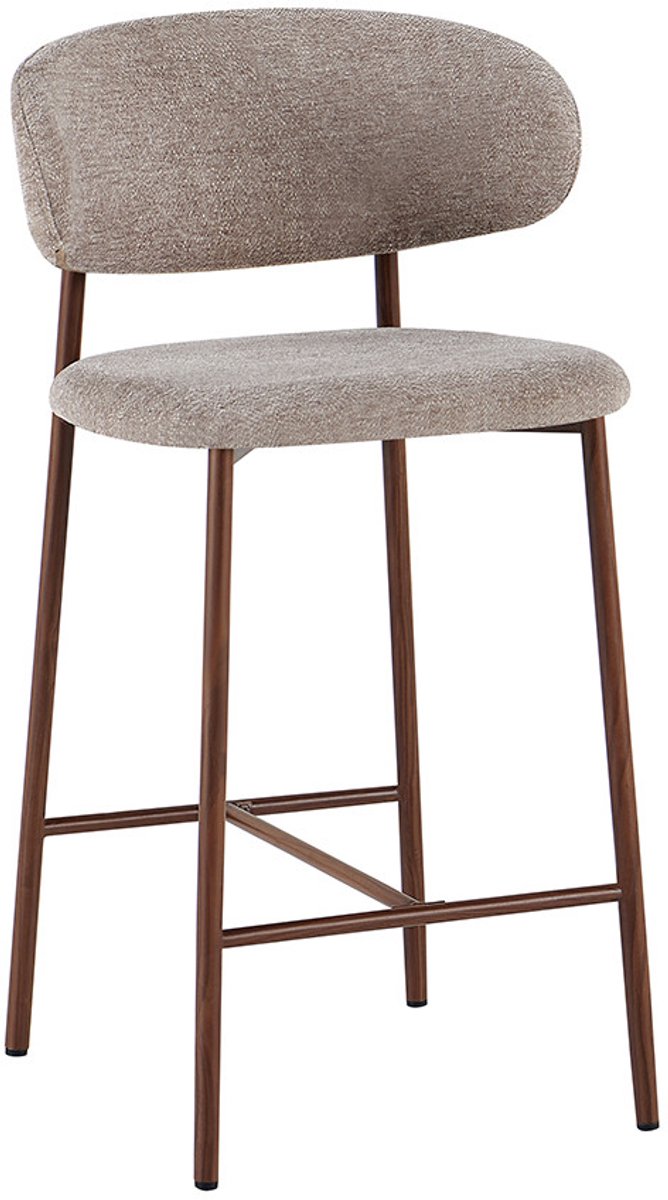 Barkruk set van 2 – 65 cm zithoogte – Met rugleuning – Voor kookeiland – Zand – Walnoot – Stof