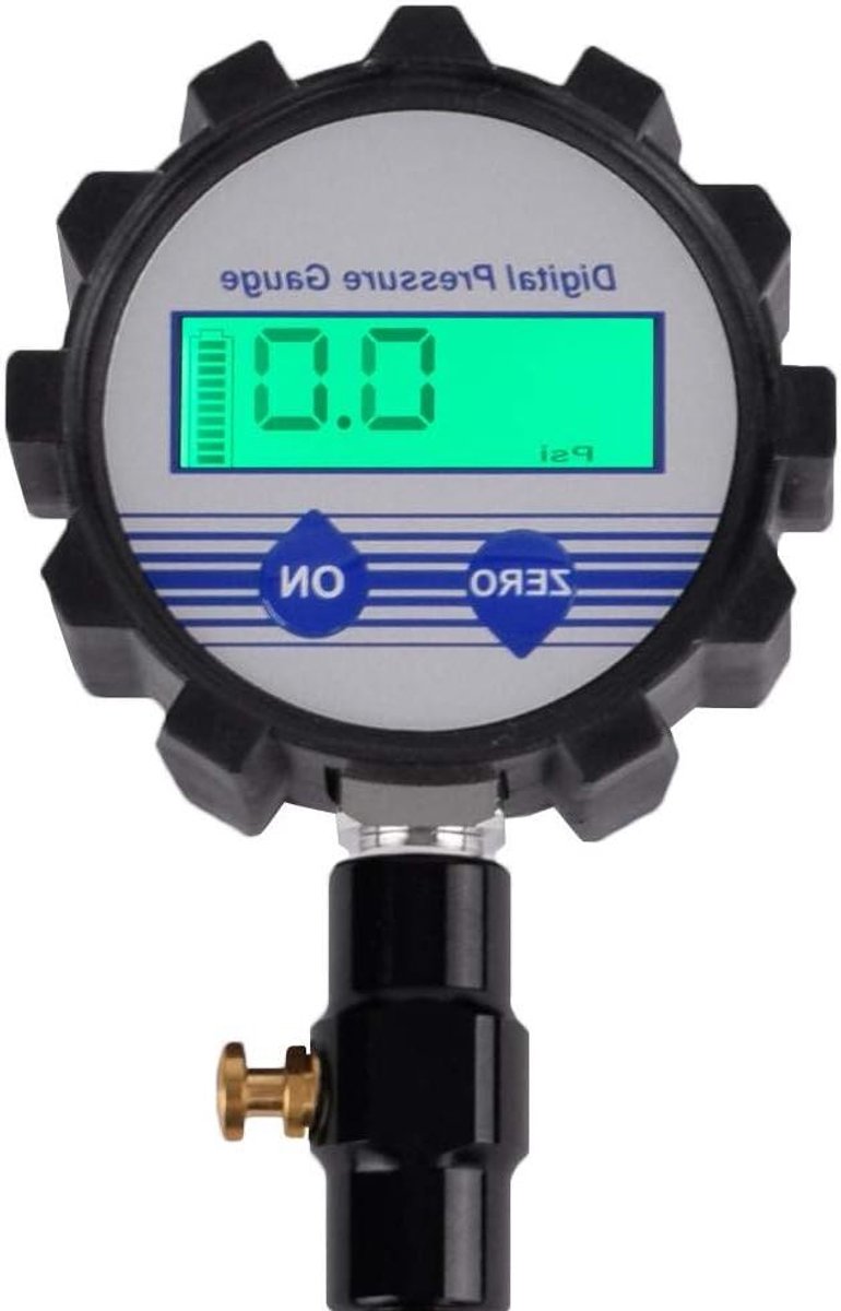 Digitale Luchtdrukmeter - Bandenmeter Meetinstrument - Nauwkeurig Banden Meten - Gepatenteerde Draai-aansluiting - Tot 10 Bar - Zwart