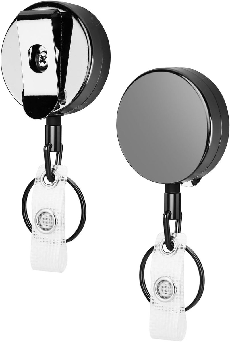 Retractable Sleutelhanger en ID Kaarthouder Set, 2 Stuks, Hoogwaardige Lanyard voor ID's en Sleutels, Ideaal voor Werk en Evenementen