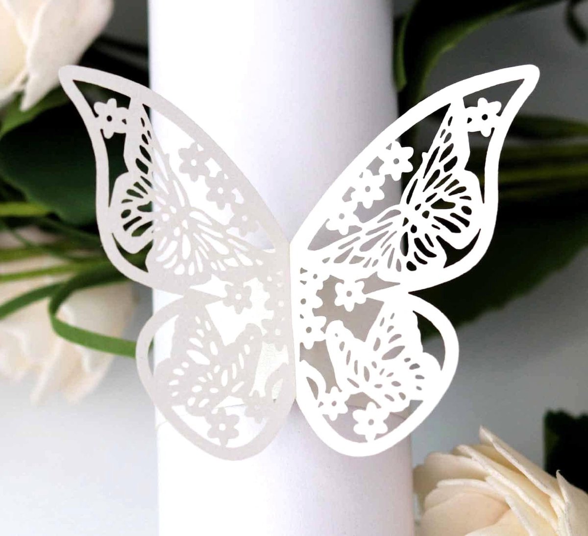 Papieren Servetringen met Vlinders voor Tafelversiering, Servet Houder, Feestdecoratie voor Bruiloft, Diner, Verjaardag en Kerst, 50 Stuks