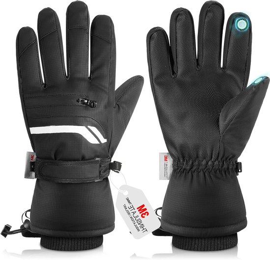 Waterdichte Winterhandschoenen voor Dames en Heren, Thermisch 3M Thinsulate, Touchscreen en Antislip Grip voor Skiën, Fietsen, Hardlopen en Wandelen in Koude Weer