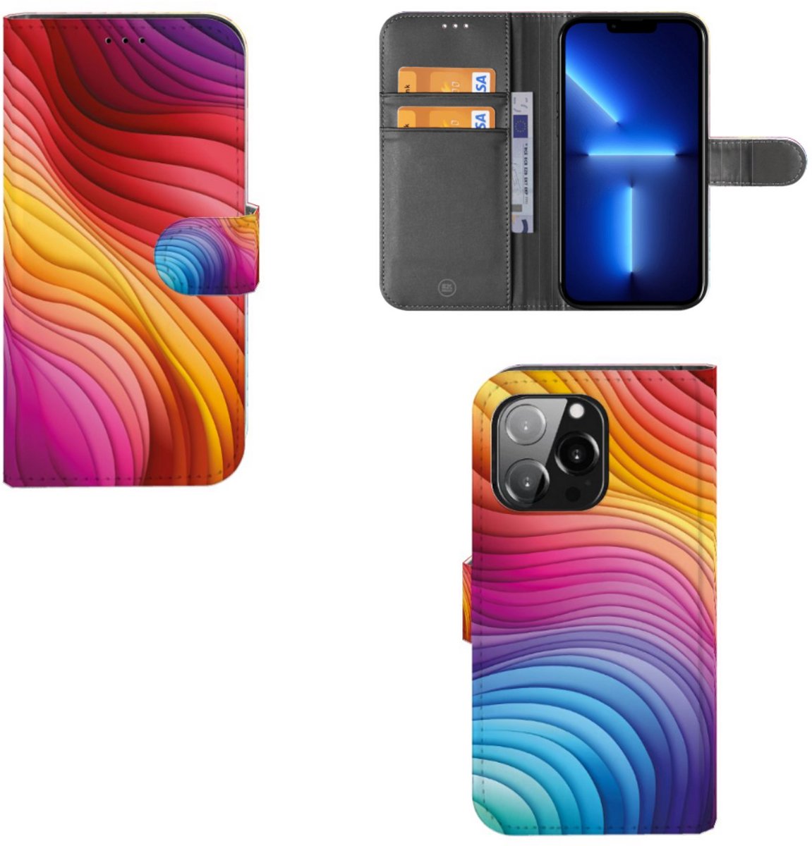 Book Case voor iPhone 13 Pro Regenboog