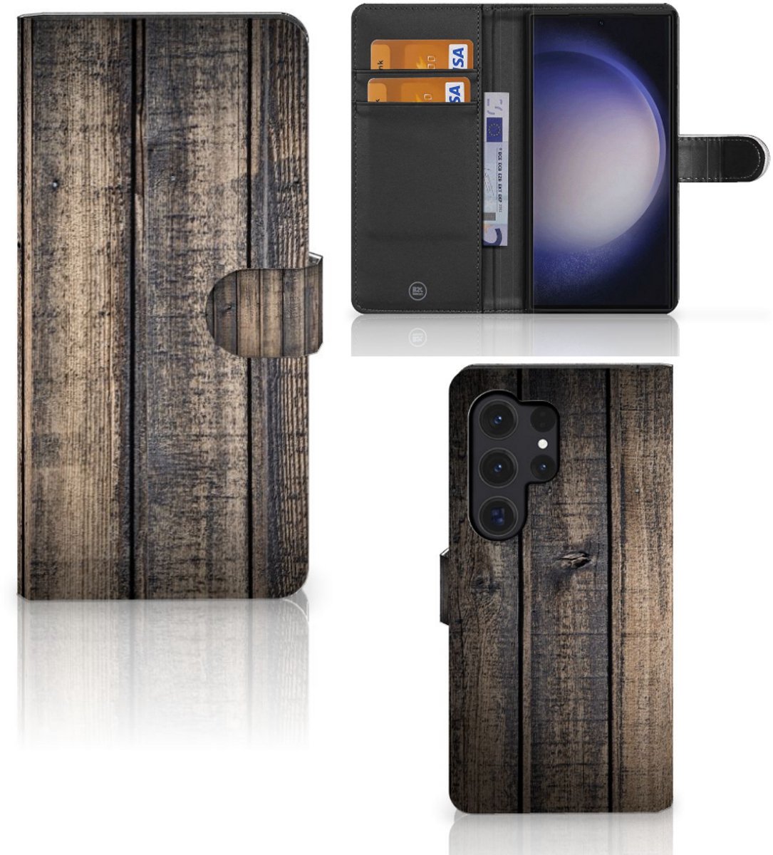 Book Case voor Samsung Galaxy S24 Ultra Book Style Case Steigerhout