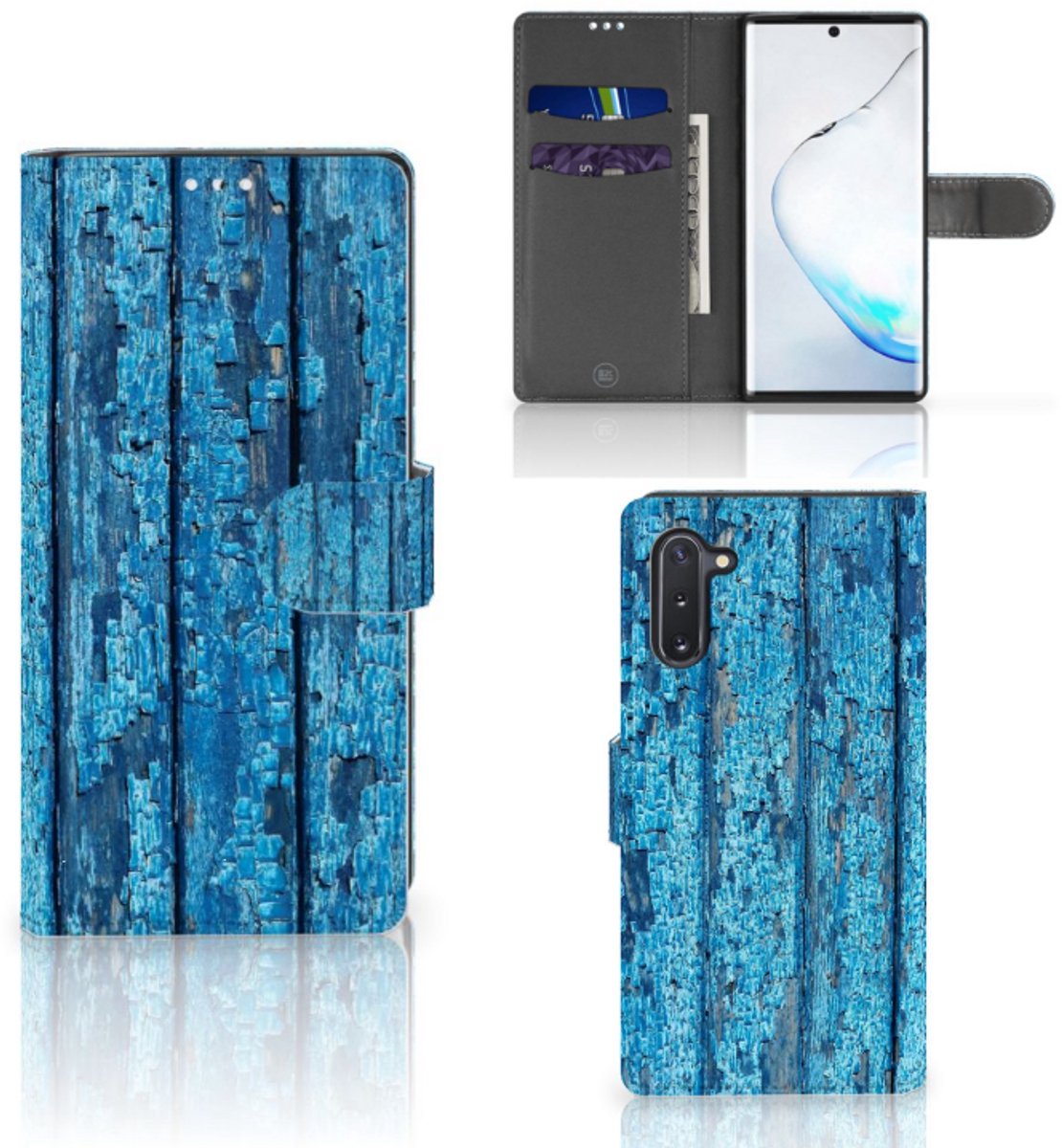 Samsung Galaxy Note 10 Book Style Case Wood Blue