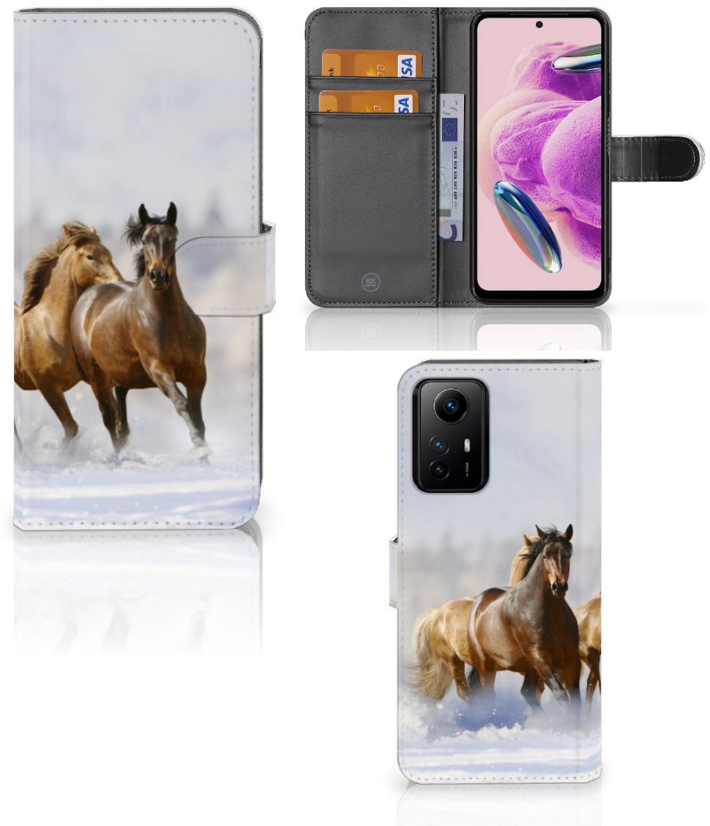 Xiaomi Redmi Note 12S Telefoonhoesje met Pasjes Paarden