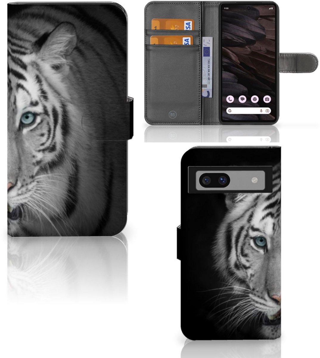 Google Pixel 7A Telefoonhoesje met Pasjes Tijger