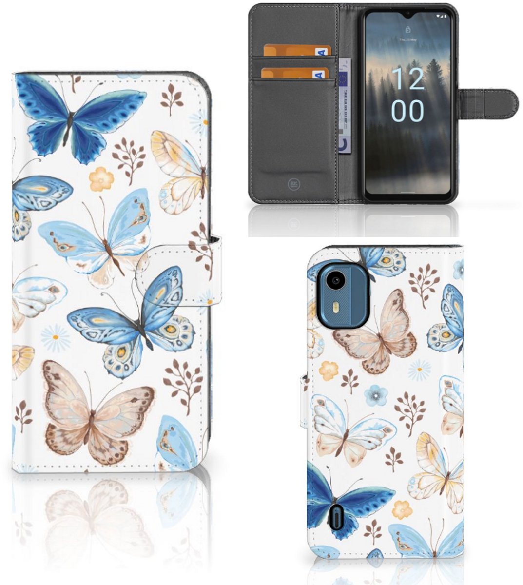 Telefoonhoesje met Pasjes voor Nokia C12 Vlinder