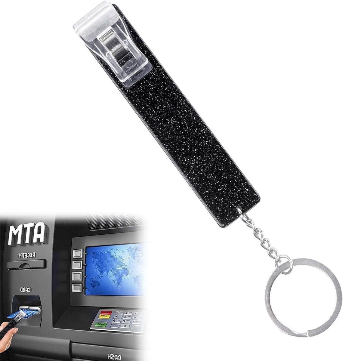 Multi-functionele Sleutelhanger met Creditcard Pliers en Acrylic Card Holder - Zwart, Ideaal voor Dagelijks Gebruik en Organisatie