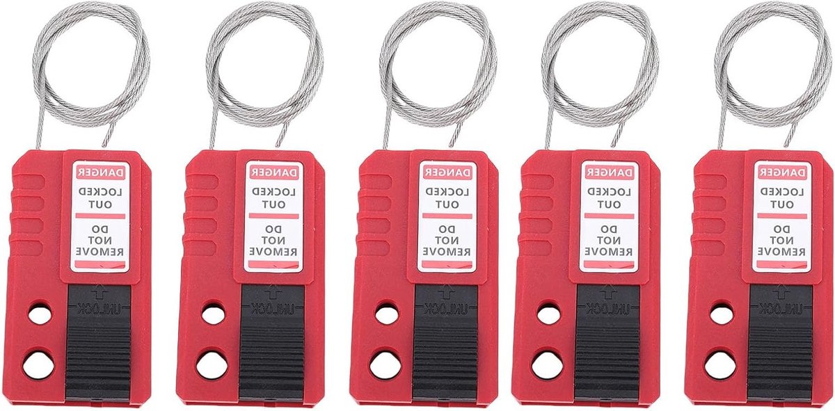 Verstelbare RVS Lockout Tagout Micro Kabelslot Set met 6mm en 8mm Sluitgaten - 5 Stuks, Multifunctionele Elektrische Slotoplossing voor Veiligheid en Beveiliging