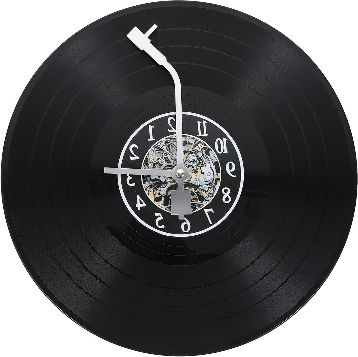 Muziek Wandklok - Vinyl Klok Decoratie - Muziek Kamer Decor - Stil Werkend Uurwerk - 30x30x2CM - Zwart
