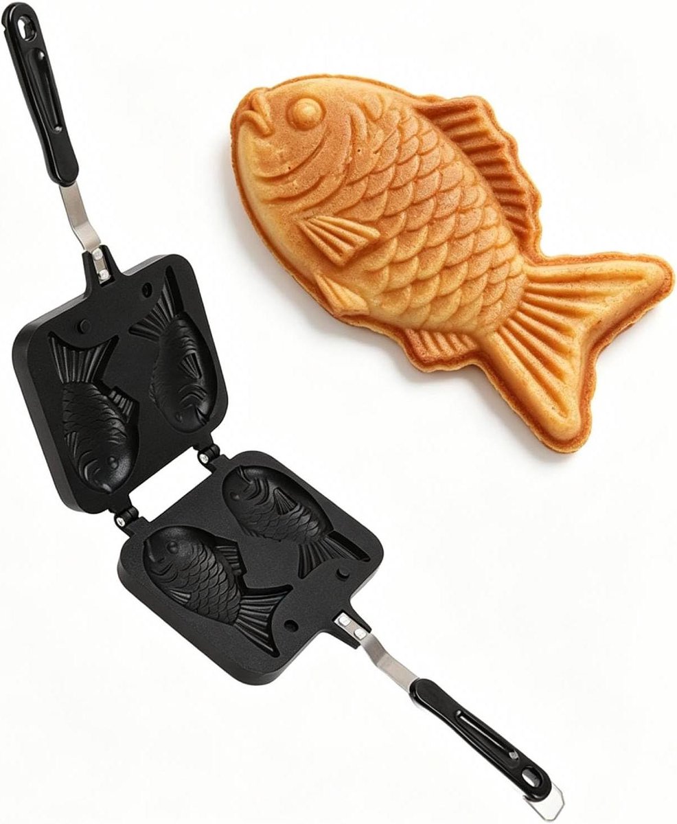 Taiyaki Maker - Vis Vorm Pan - Thuis Diy Koken - Dubbele Pan - Niet-klevend - Rood