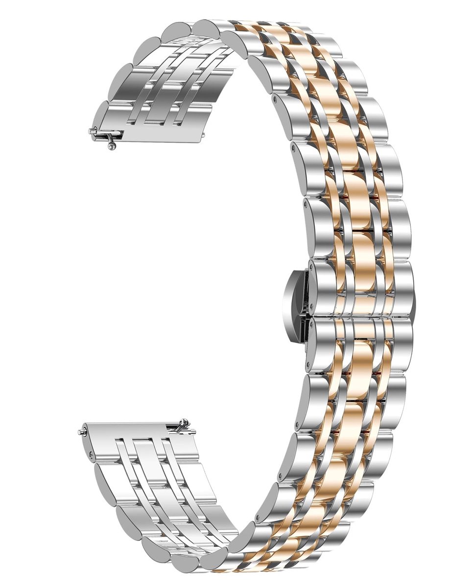 Cosensi - Stainless Steel Horlogeband - Quick Release - Roze Goud - Vervangbare Armband - Waterdicht - Geschikt voor Smartwatches - 18 mm