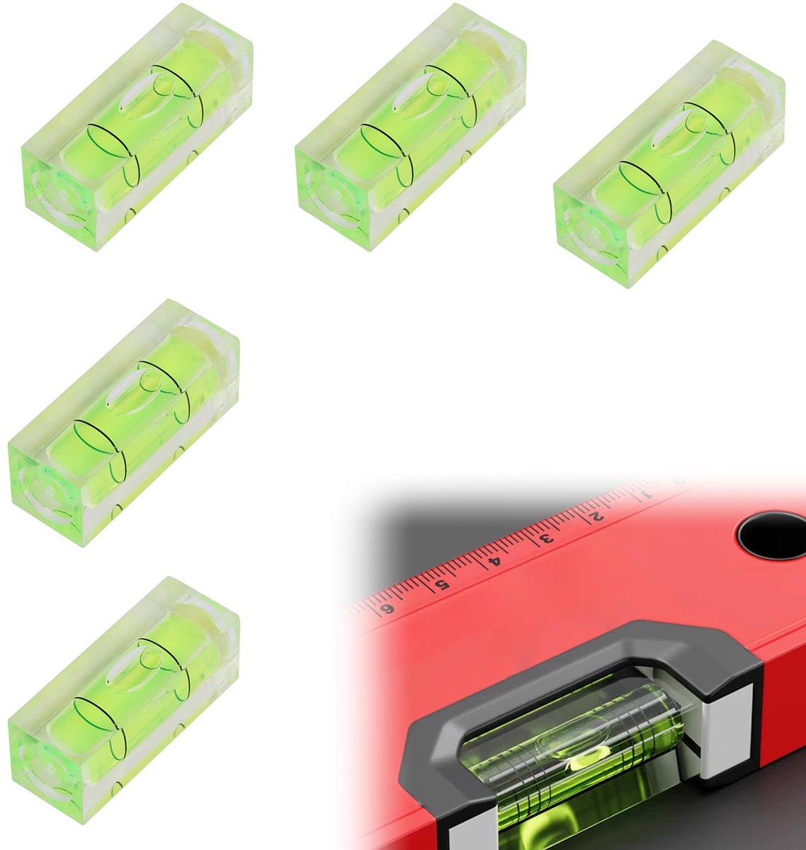 Dailygoody - Mini Spirit Level - 5-delige Dragonfly Set - Klein en Handzaam - Groen - Perfect voor DIY en Meubels - Voor Caravan en Camera