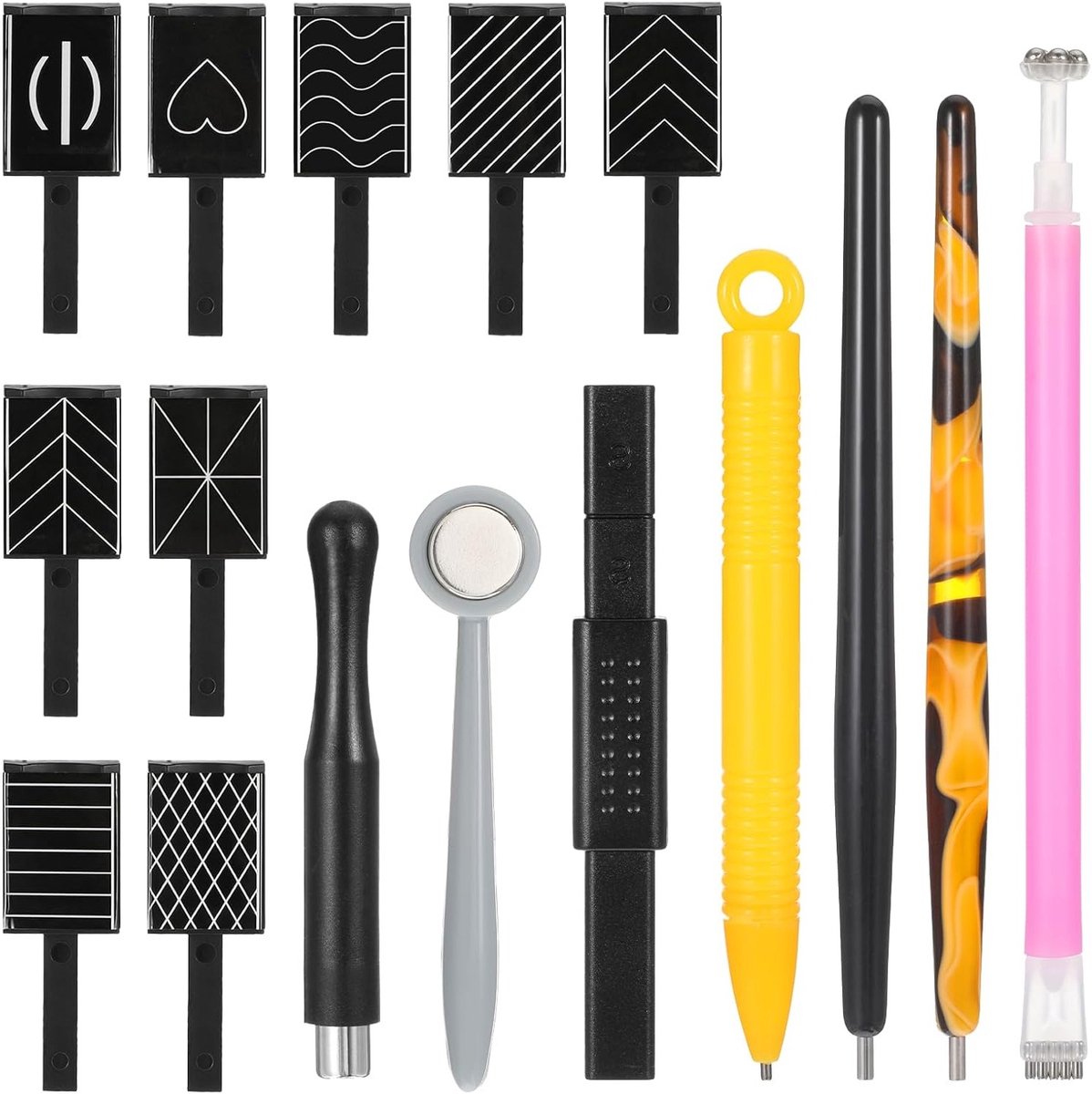 16 Pcs Cat Eye Magnet voor Nagels, 9 Stijlen, Multifunctionele Nageltools, 3D Magnet Pen en DIY Nagelkunst Accessoires