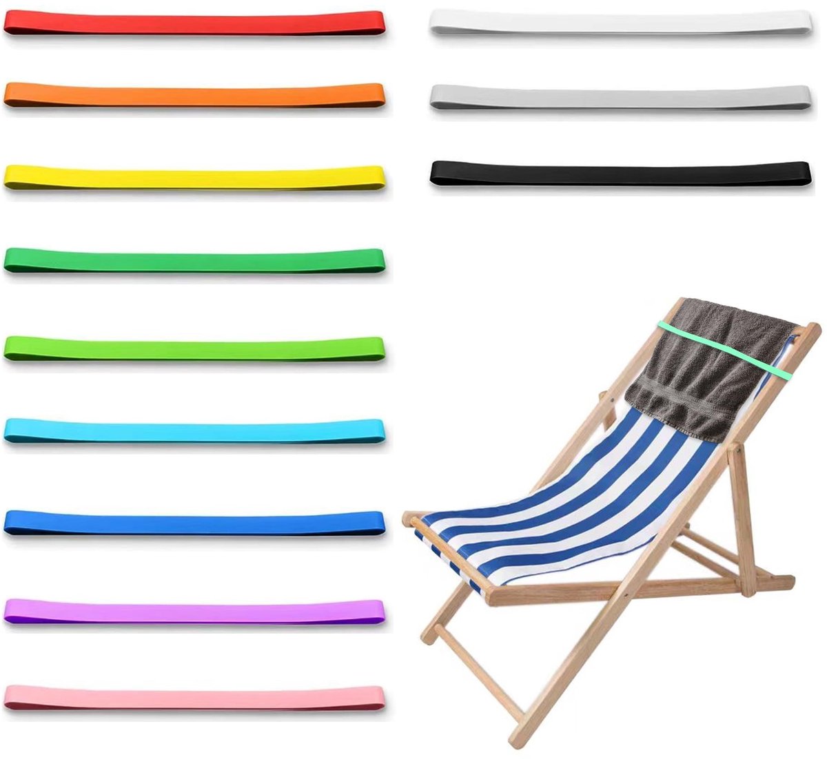 NTHProducts - Strandhanddoek Clip - Handige Towel Belts - Multicolor - Perfect voor Strand en Zwembad - Houdt Handdoeken Vast - 12 Stuks