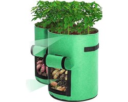 Cefrank Potato Grow Bags 2 Pack 10 Gallon Groeitassen Aardappelplantzak met klep en handgrepen voor aardappel, tomaat, wortel (Groen)