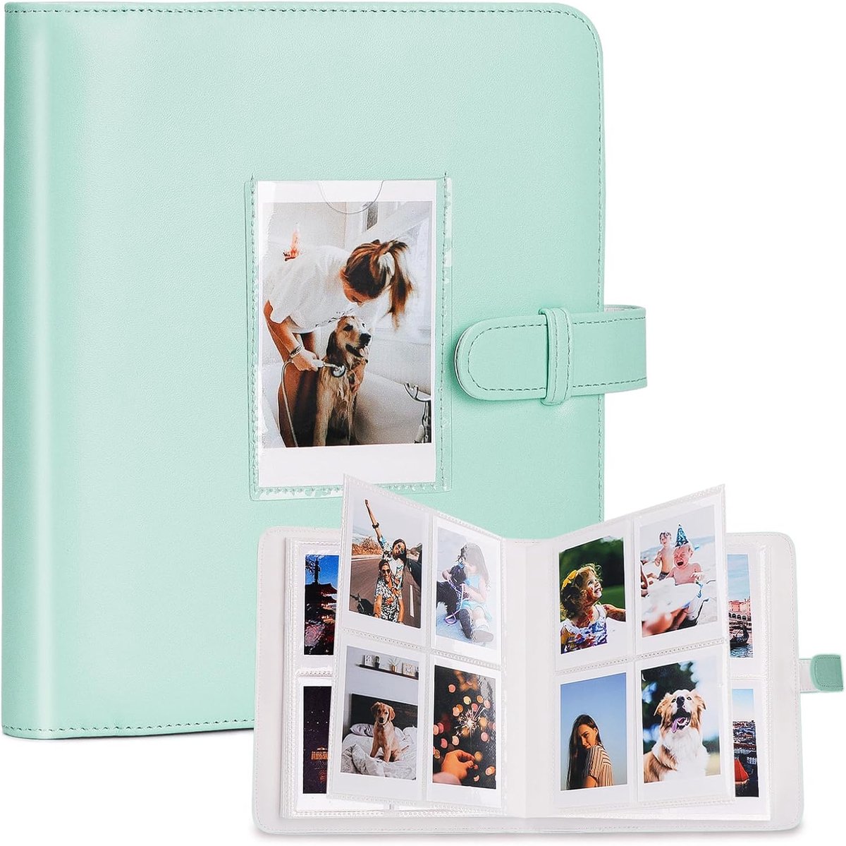 Groen fotoalbum voor 3-inch film - 272+1 vakjes, geschikt voor Fujifilm Instax Mini 12 11 9 8 25 70 90 40 99 SE 7+ Mini LiPlay Link2 EVO, Polaroid en Kodak Instant camera's.