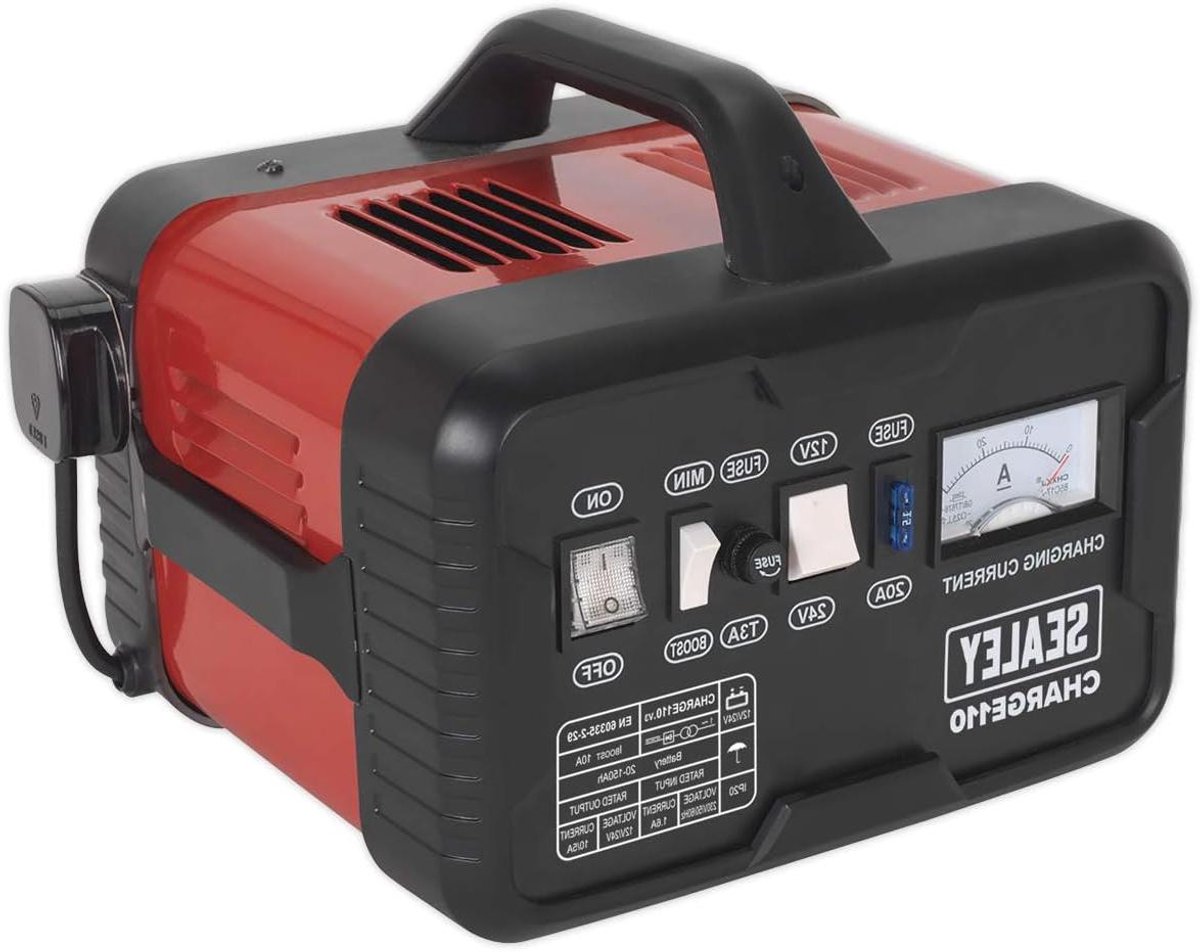 Acculader - Batterijlader - Voertuigen Opladen - Automatische Spanningsdetectie - 14 Ampère - Grijs