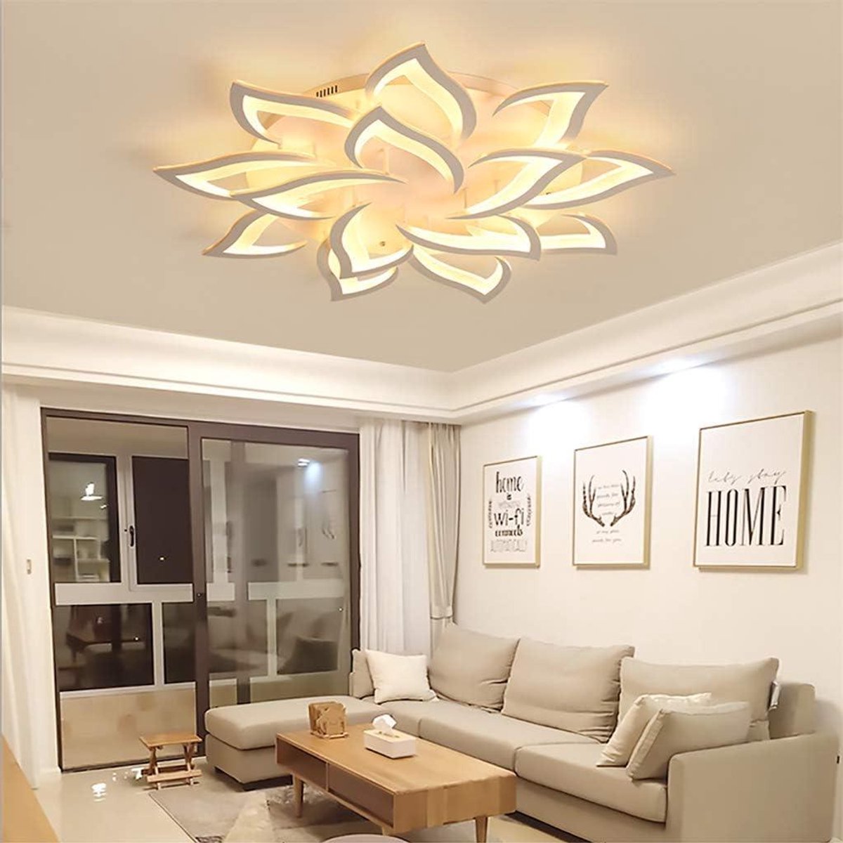 LED Plafondlamp Bloemvorm - Bloemlamp Plafond - Woonkamer Verlichten - Traploos Dimbaar - Diameter 58cm - Niet gespecificeerd