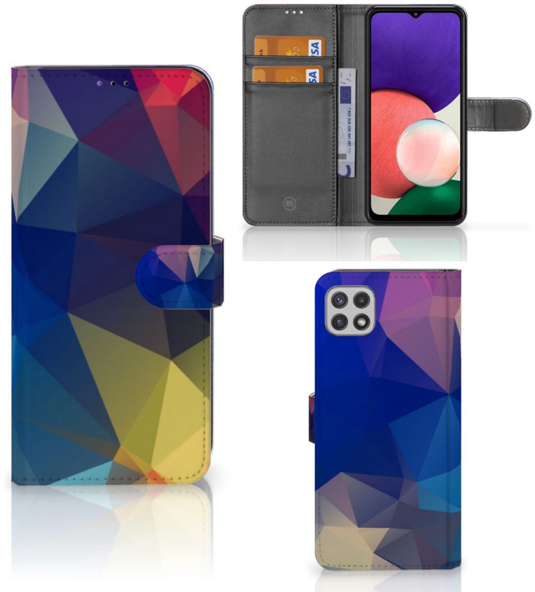 Samsung Galaxy A22 5G Book Case Polygon Dark