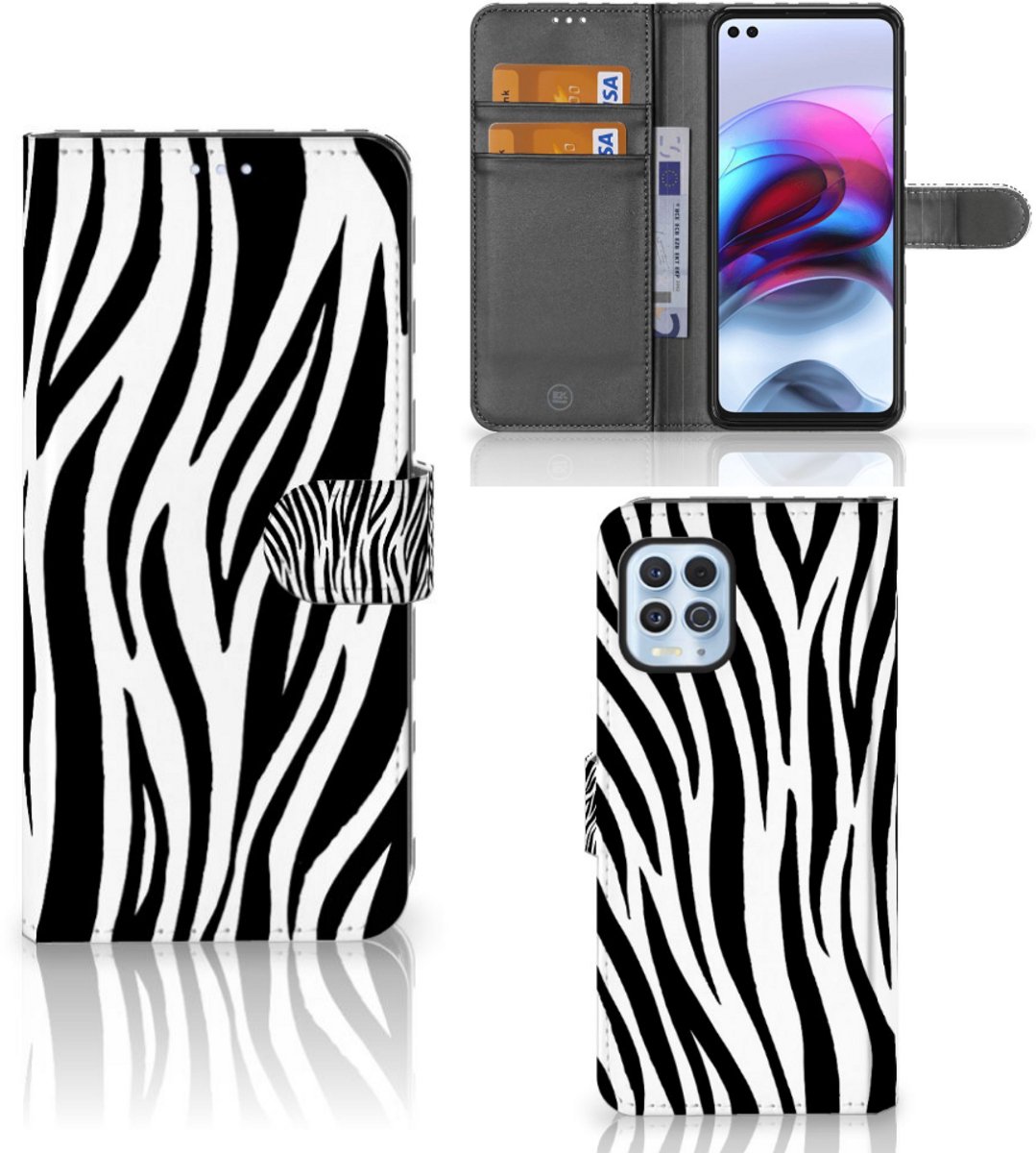 Motorola Moto G100 Telefoonhoesje met Pasjes Zebra