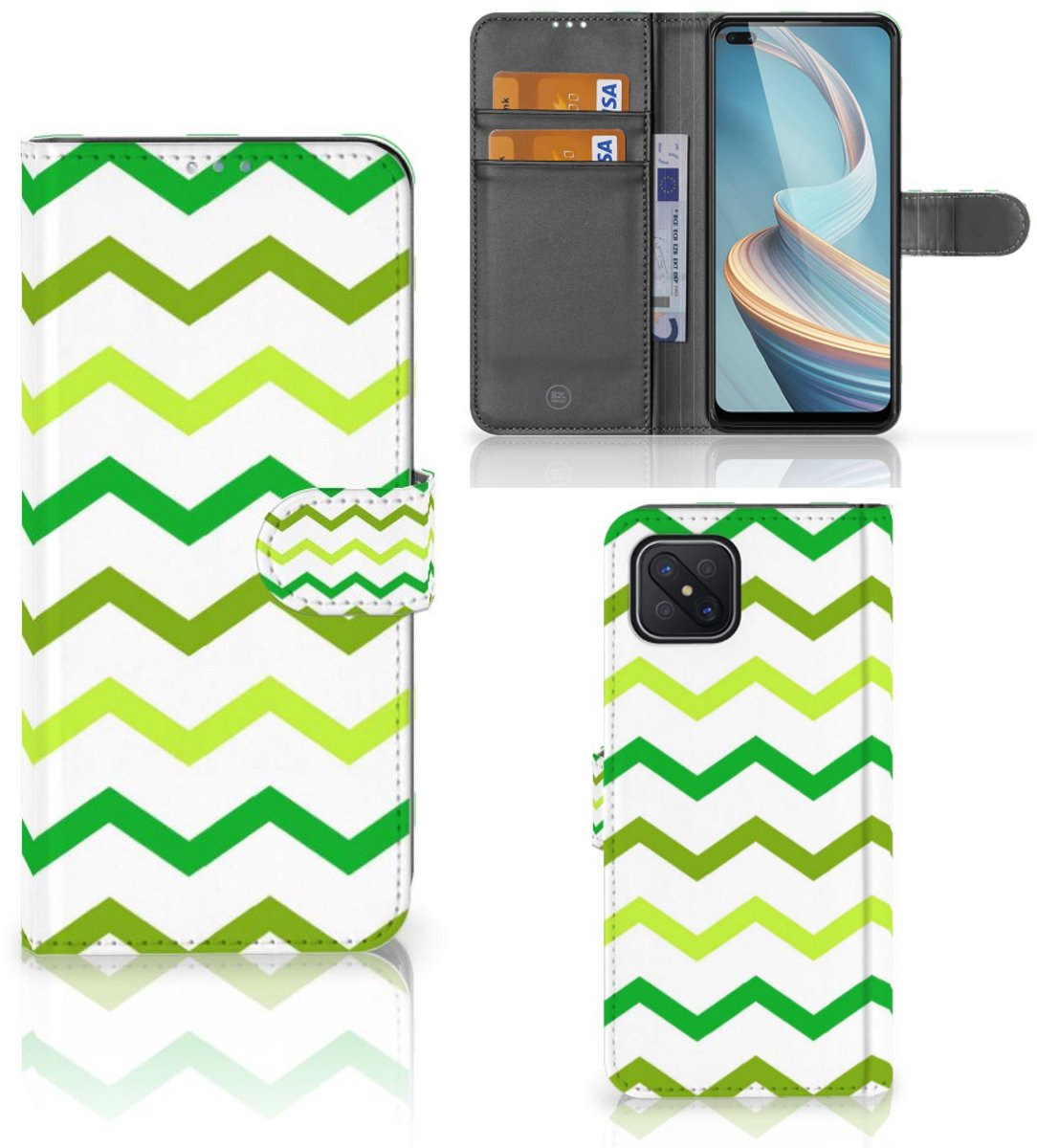 OPPO Reno4 Z Telefoon Hoesje Zigzag Groen