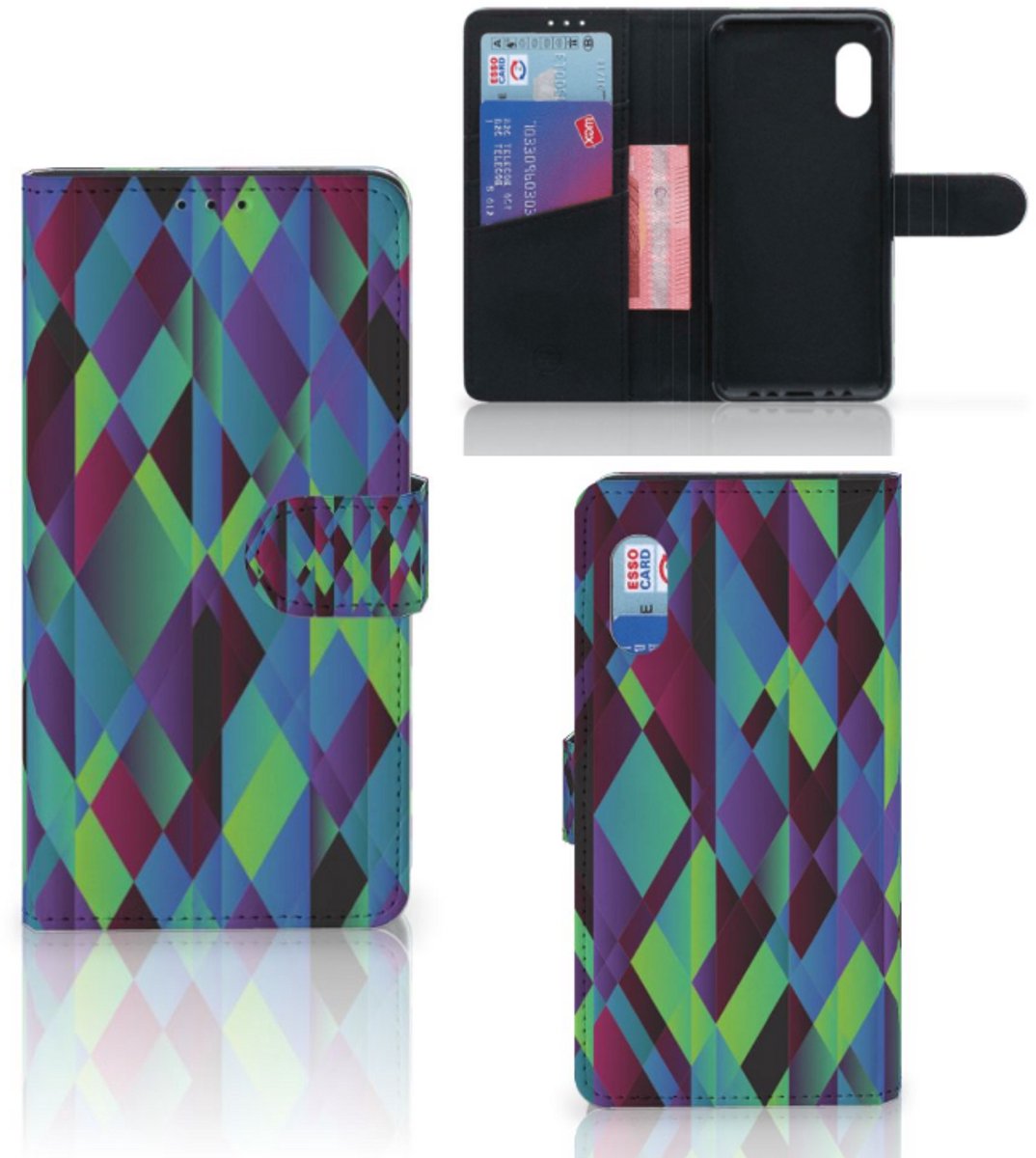 Samsung Xcover Pro Book Case Abstract Green Blue