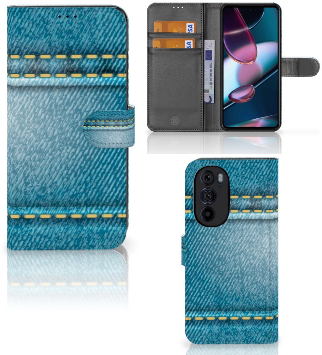 Motorola Edge 30 Pro Wallet Case met Pasjes Jeans