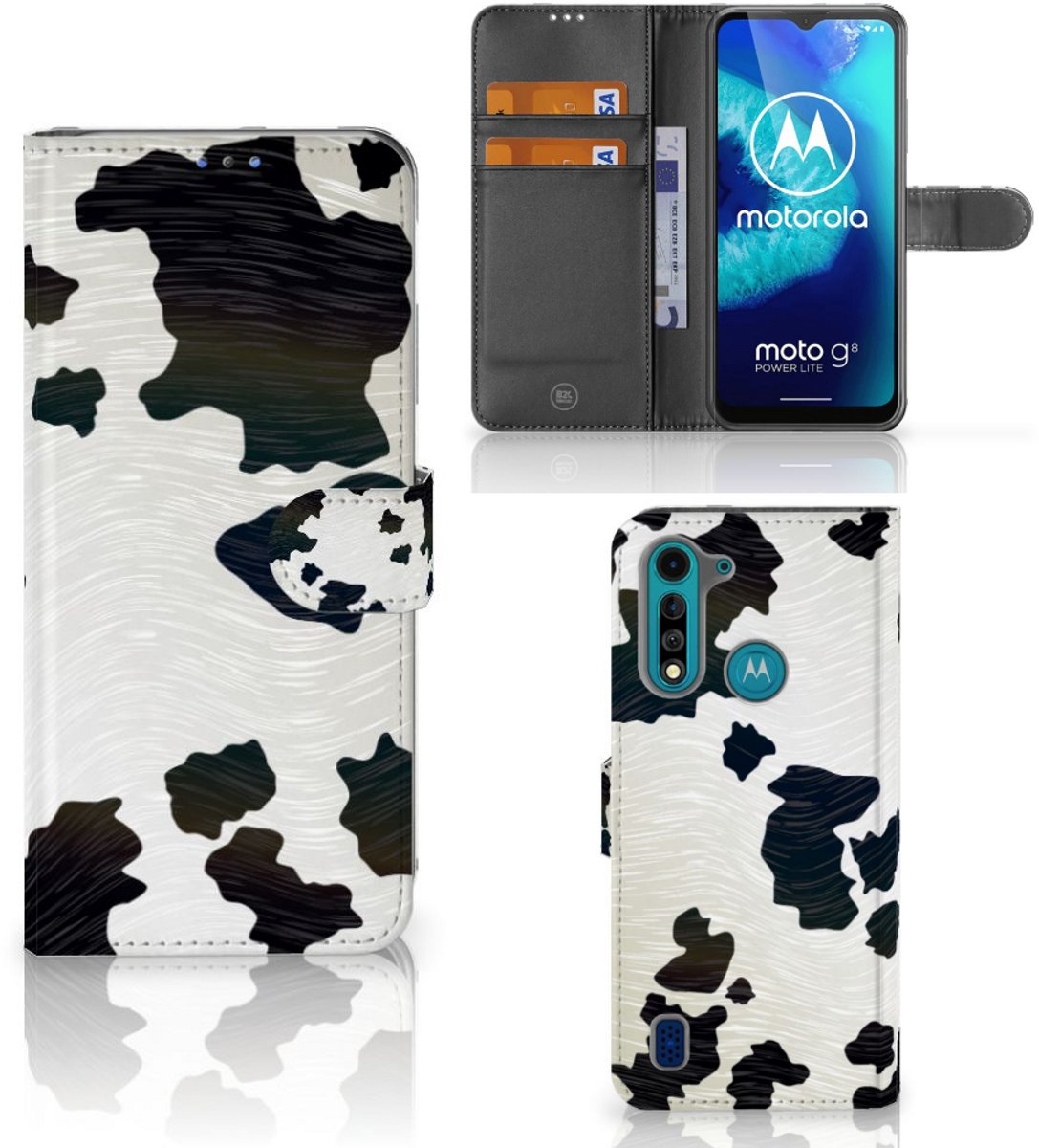 Motorola G8 Power Lite Telefoonhoesje met Pasjes Koeienvlekken