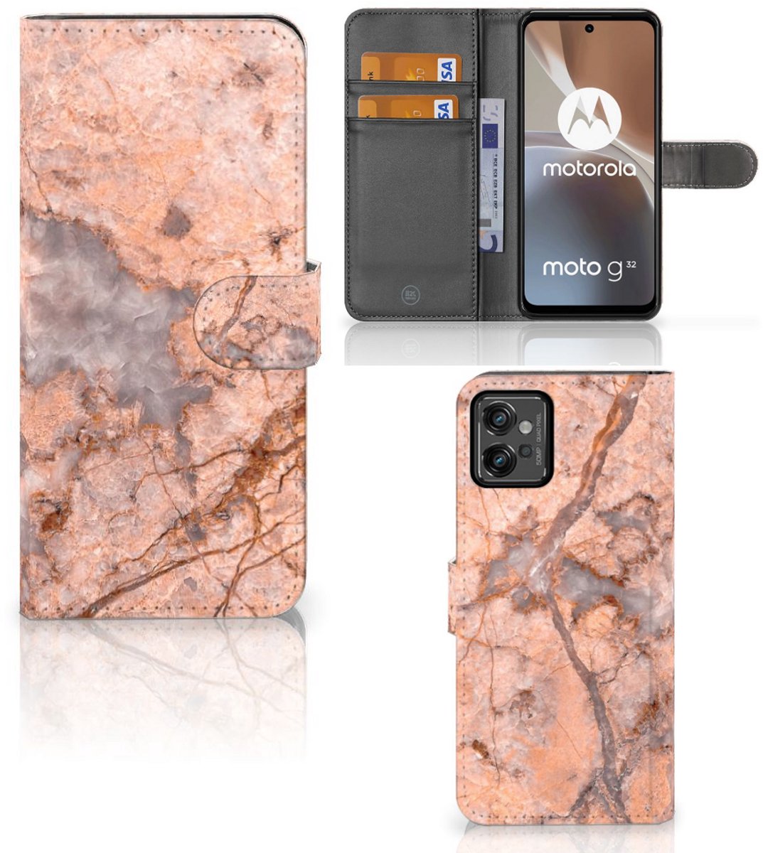 Motorola Moto G32 Bookcase Marmer Oranje