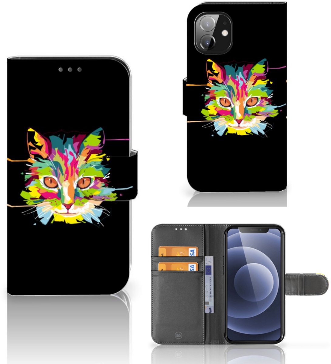 Apple iPhone 12 Mini Leuk Hoesje Cat Color