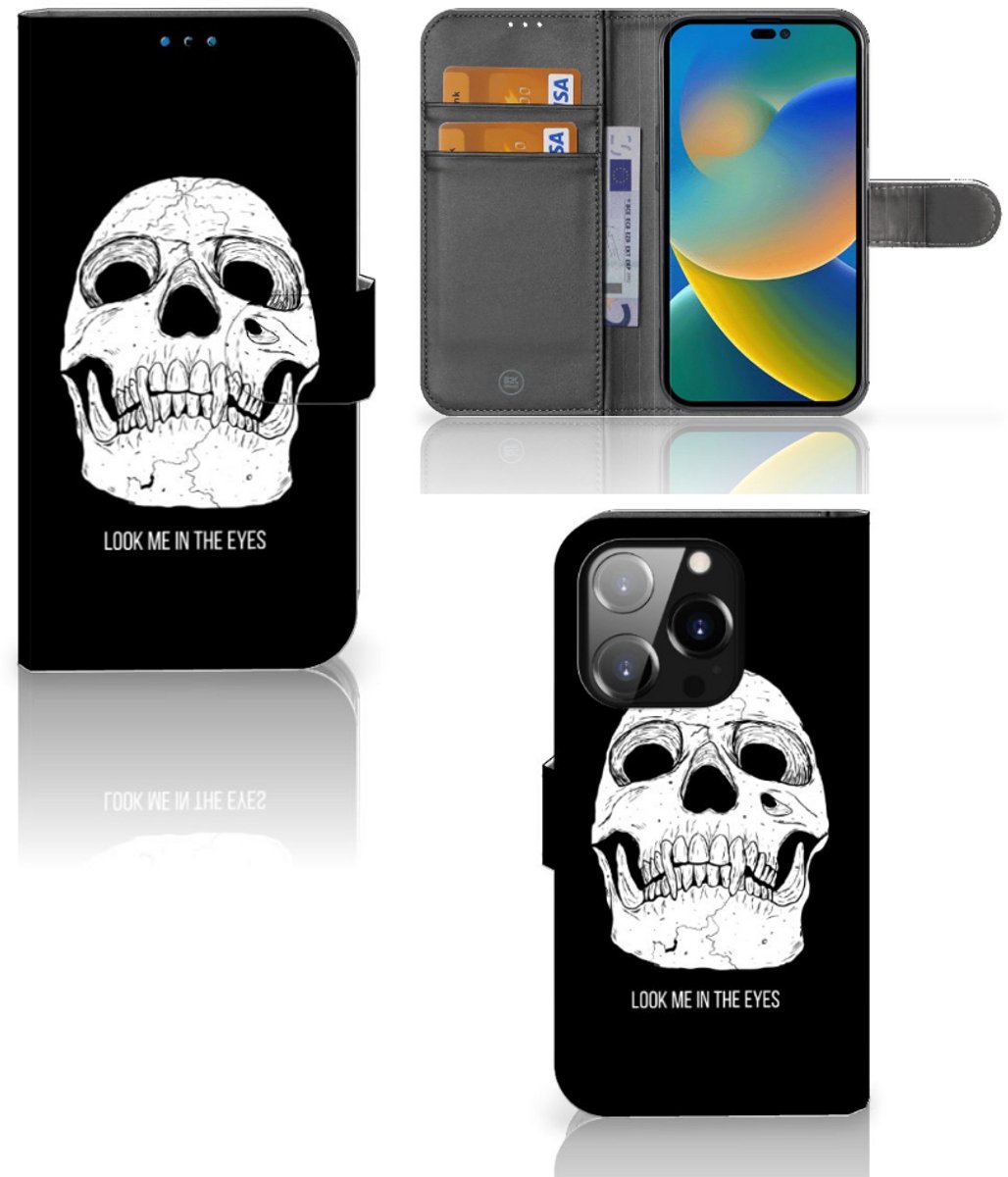 Telefoonhoesje met Naam iPhone 14 Pro Skull Eyes