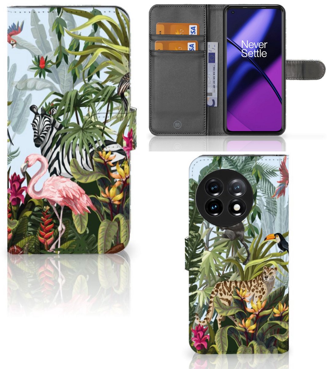 Telefoonhoesje met Pasjes voor OnePlus 11 Jungle