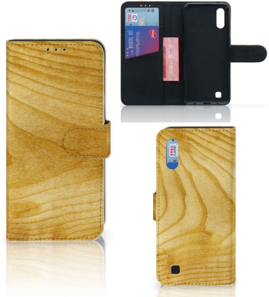 Samsung Galaxy M10 Book Style Case Licht Hout