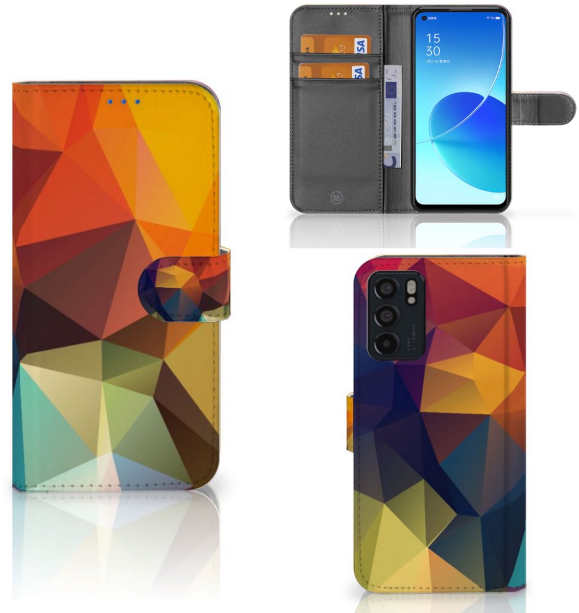 OPPO Reno6 5G Book Case Polygon Color