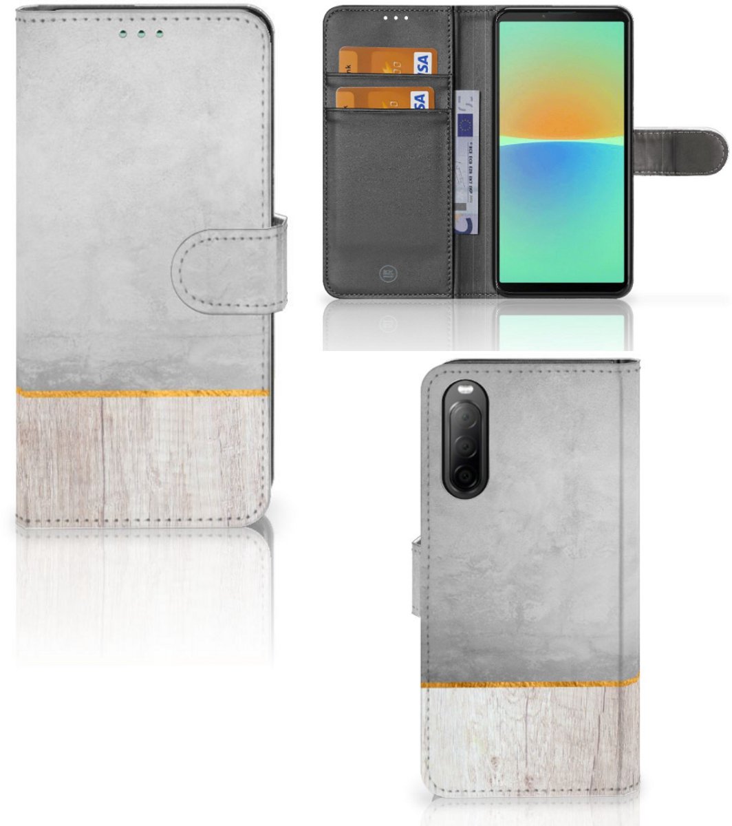 Sony Xperia 10 IV Book Style Case Wood Concrete