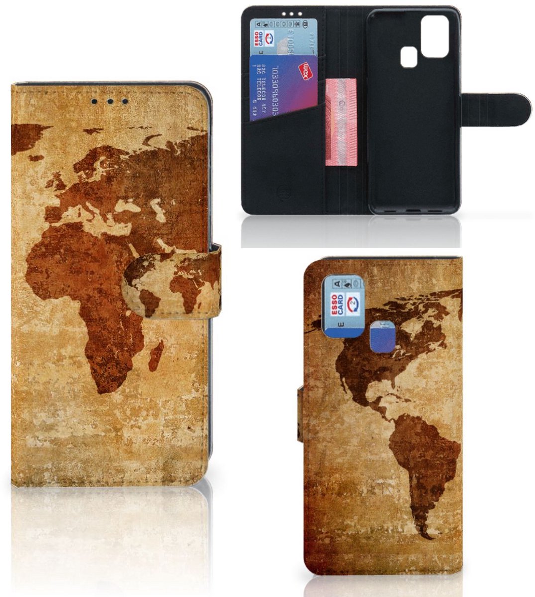 Samsung Galaxy M31 Flip Cover Wereldkaart