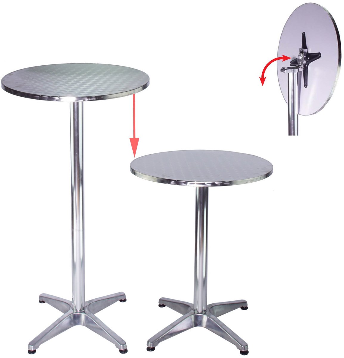 Hoge tafel 2in1 in hoogte verstelbaar 70/115cm Ø60cm aluminium bistrotafel bartafel