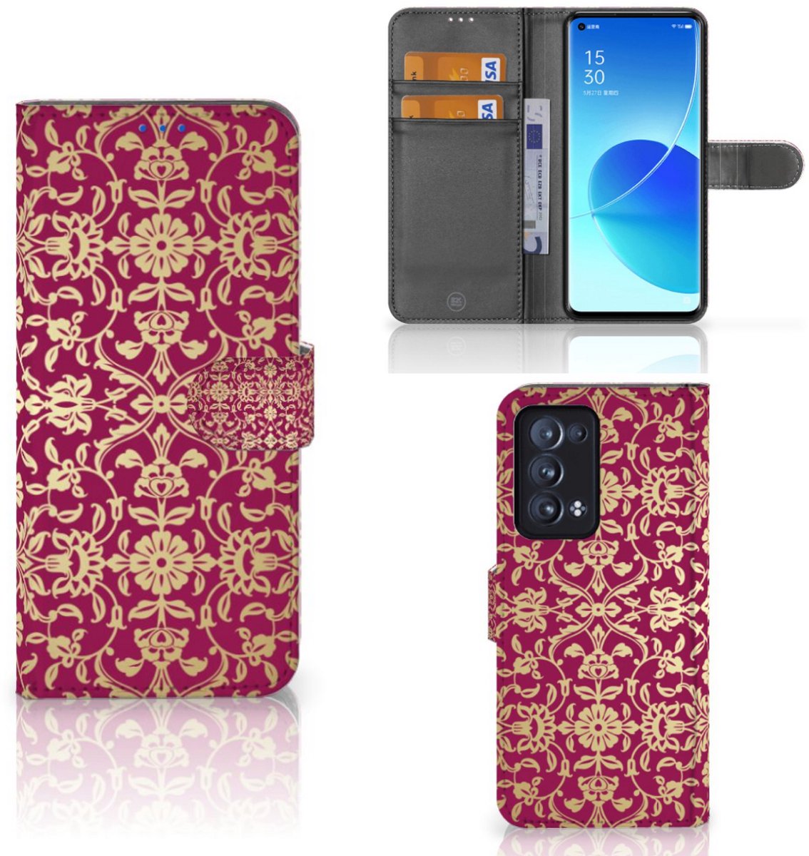 Wallet Case OPPO Reno 6 Pro Plus 5G Barok Pink