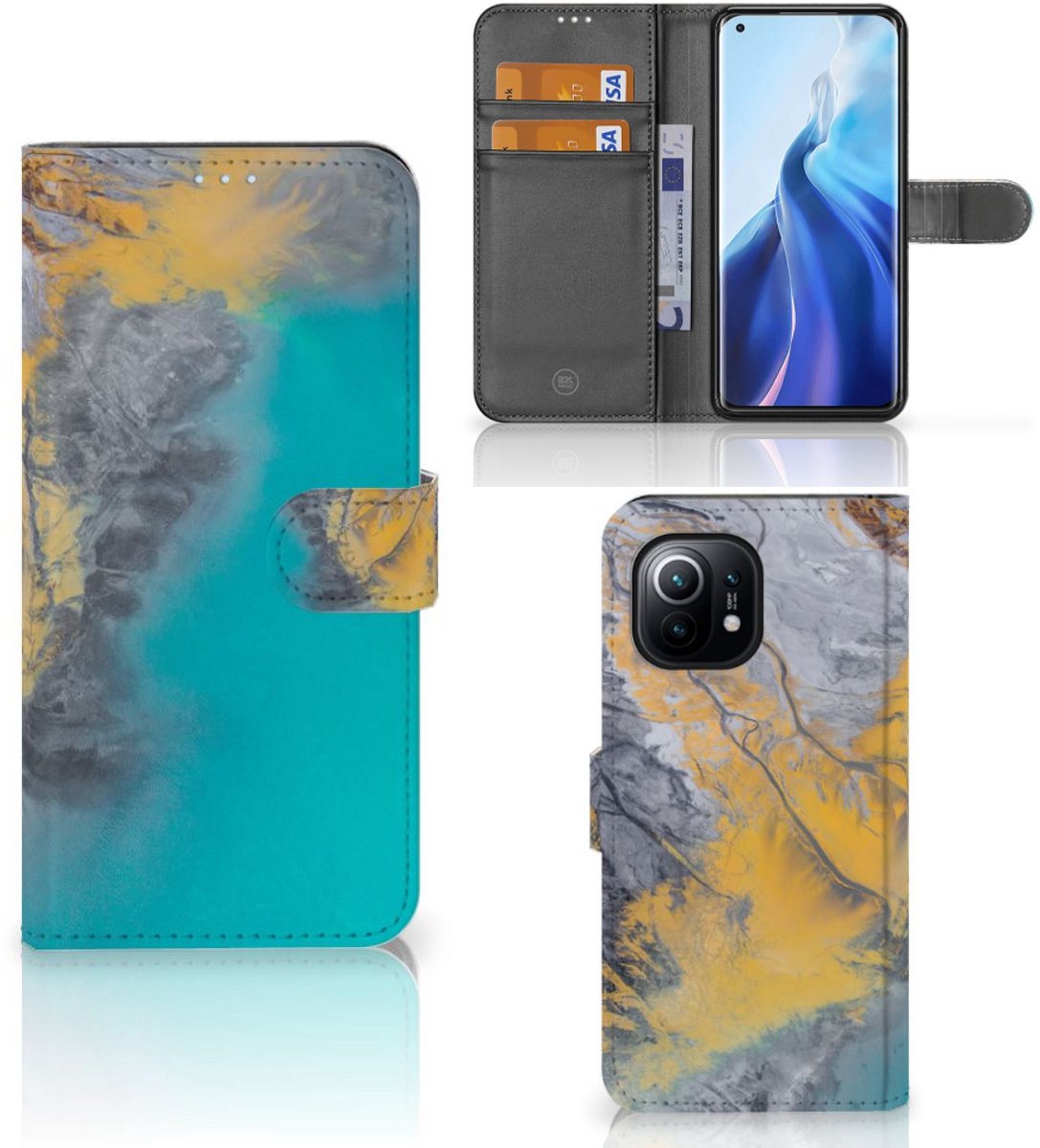 Xiaomi Mi 11 Bookcase Marble Blue Gold