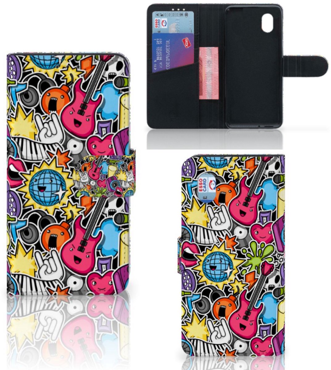 Alcatel 1B (2020) Wallet Case met Pasjes Punk Rock
