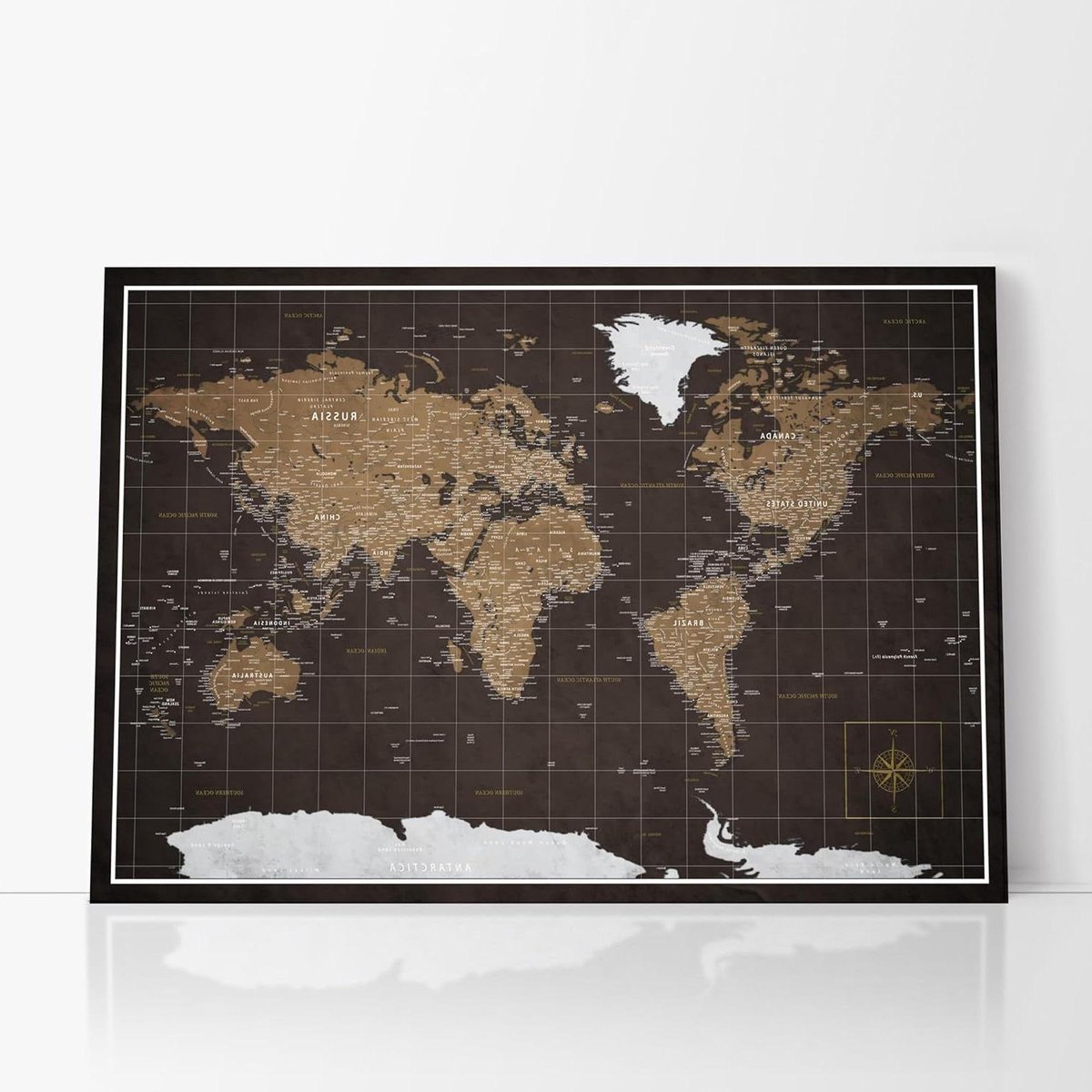 Gepersonaliseerde Wereldkaart - Muurdecoratie Kaart - Reizen Markeren - Akoestisch Schuim - 60 x 40 cm - Old Map 6