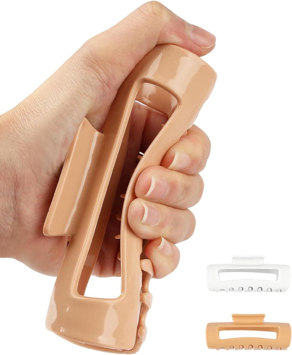 Haarklauw Clips - Haarklem Flexibel - Haar Stylen - Antislip Sterke Grip - 13 cm - Koffie Wit