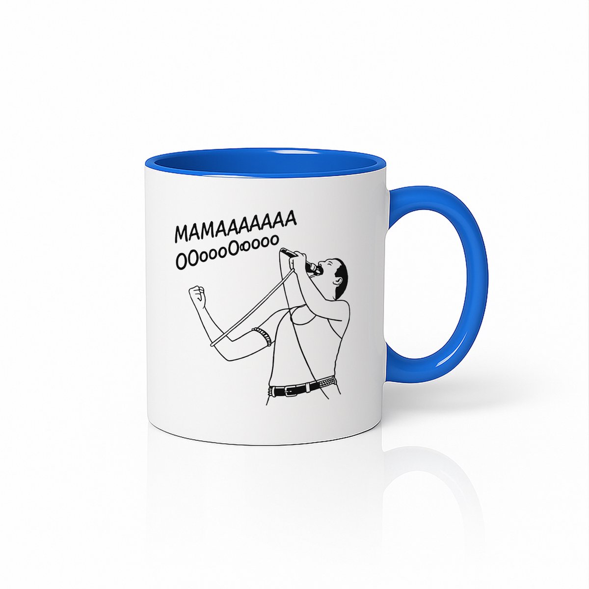 Freddie Mercury Silhouette Mok Blauw en Wit - Bohemian Rhapsody Songtekst - Koffiebeker