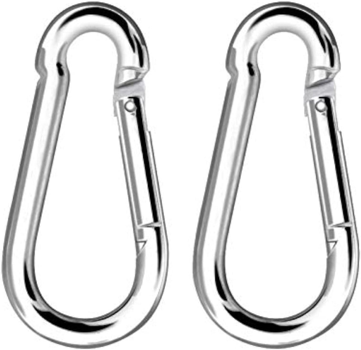 Karabijnhaak Set - Sleutelhanger Clips - Buitenactiviteiten Bevestigen - D-vorm Borging - 10 cm Lengte - Zilver