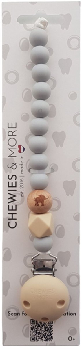 Chewies & More Speenkoord - Animal Elephant - Light Grey