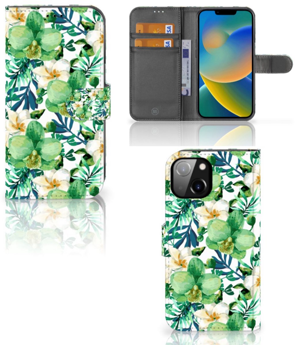 Apple iPhone 14 Hoesje Orchidee Groen