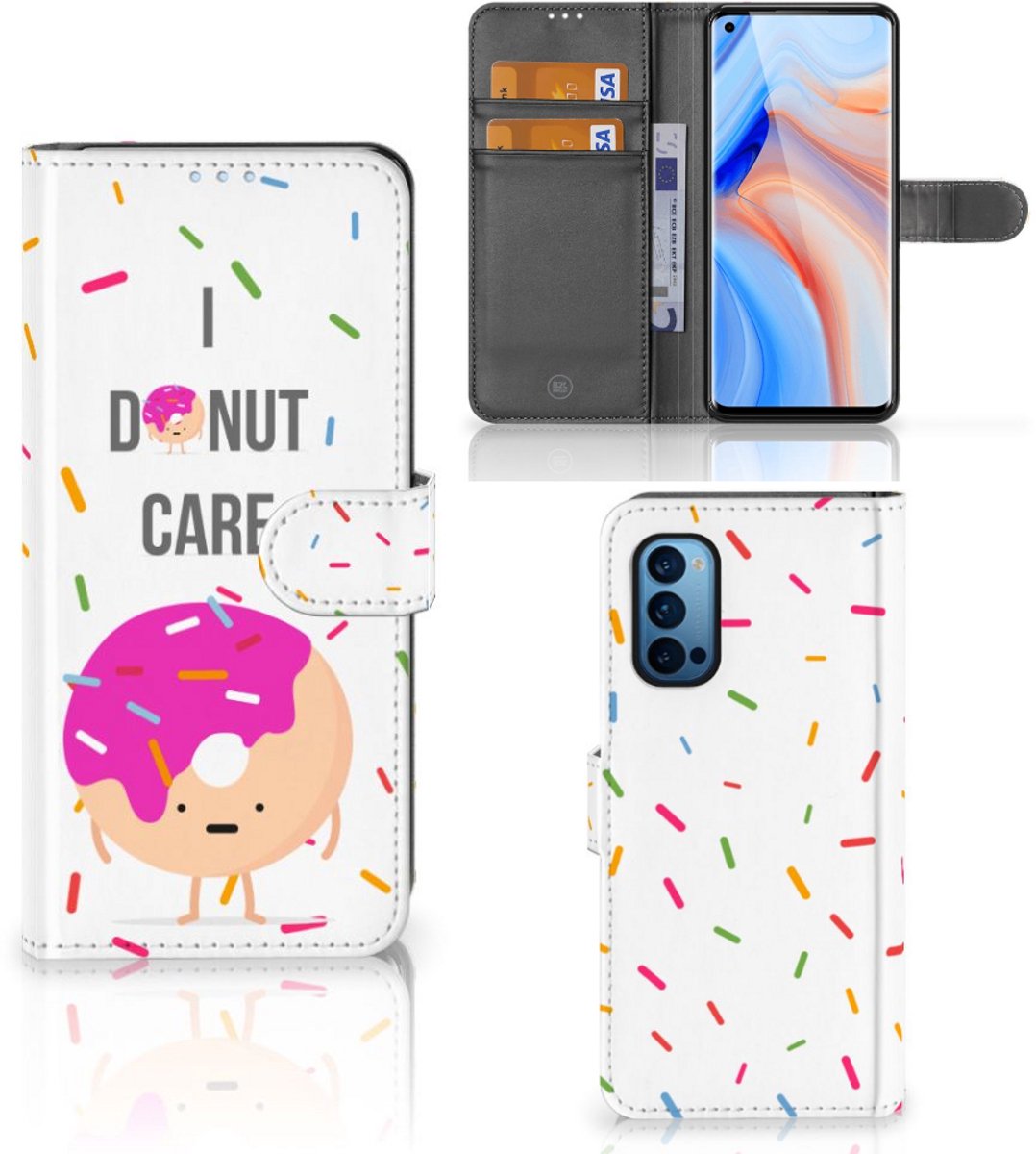 Book Case voor OPPO Reno 4 Pro 5G Book Cover Donut Roze